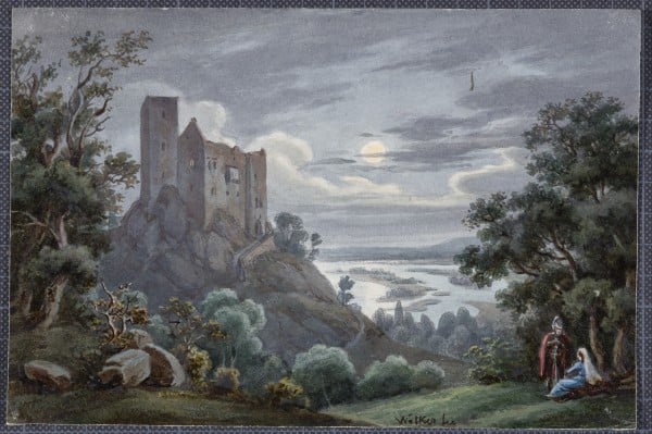 Ansicht der Ruine Greifenstein bei Nacht