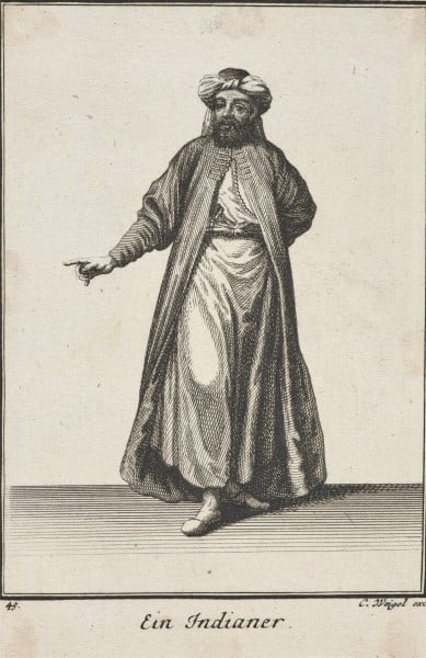 Ein Indianer. Blatt 45 aus: Orientalische Costüme, 100 Bl. aus Weigel's Verlag.