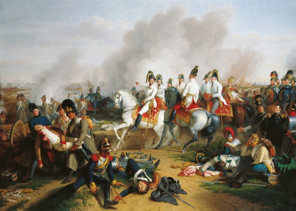 Erzherzog Karl mit seinem Stab in der Schlacht bei Aspern von 1809