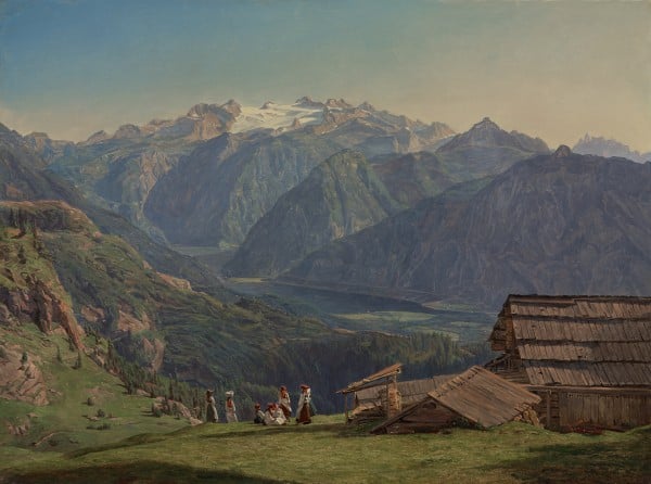 Ansicht des Dachsteins mit dem Hallstättersee von der Hütteneckalpe bei Ischl