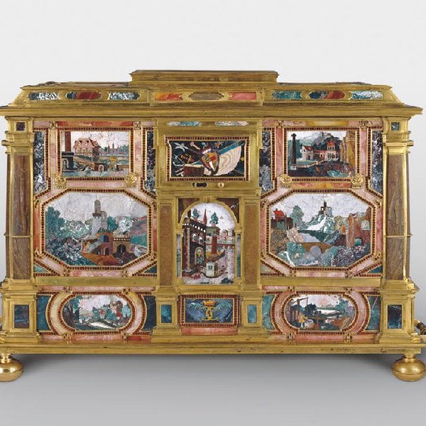 Prunktruhe mit commessi di pietre dure mit dem Wappen von Fürst Karl I. von Liechtenstein