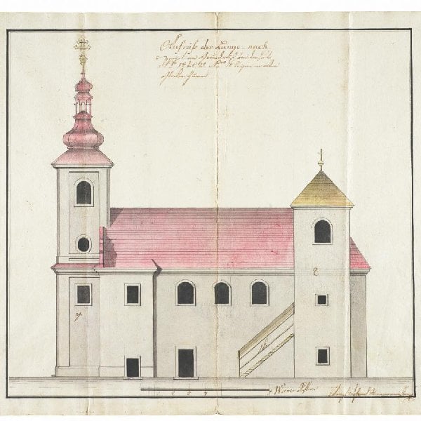 Aufriss der Pfarrkirche Michelsdorf (Ostrov)