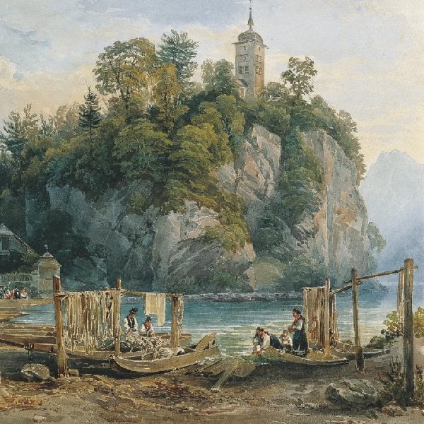 Blick auf Traunkirchen, Blatt 25 der Folge von Ansichten aus dem Salzkammergut