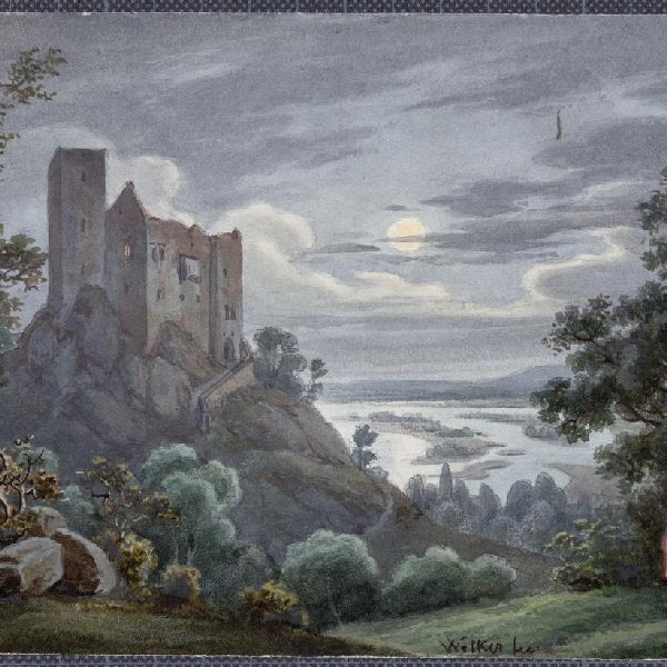Ansicht der Ruine Greifenstein bei Nacht