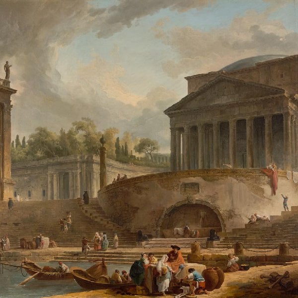 Capriccio mit dem Pantheon vor dem Hafen der Ripetta