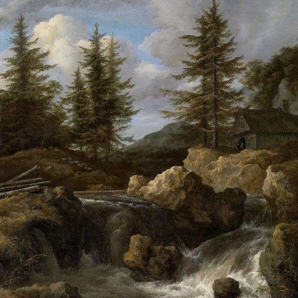 Ein Wasserfall in einer felsigen Landschaft