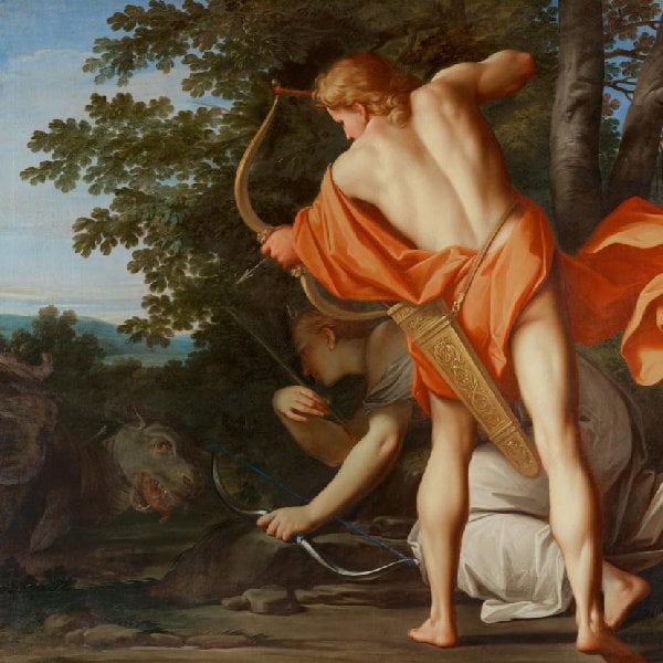 Apollo und Diana töten den Python