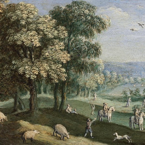 Arkadische Landschaft mit dem Sturz des Ikarus
