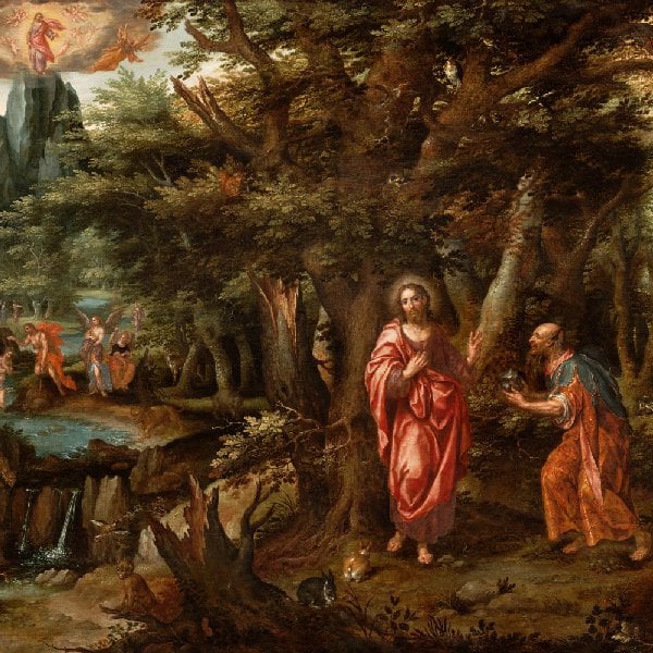 Landschaft mit der Taufe und den Versuchungen Christi