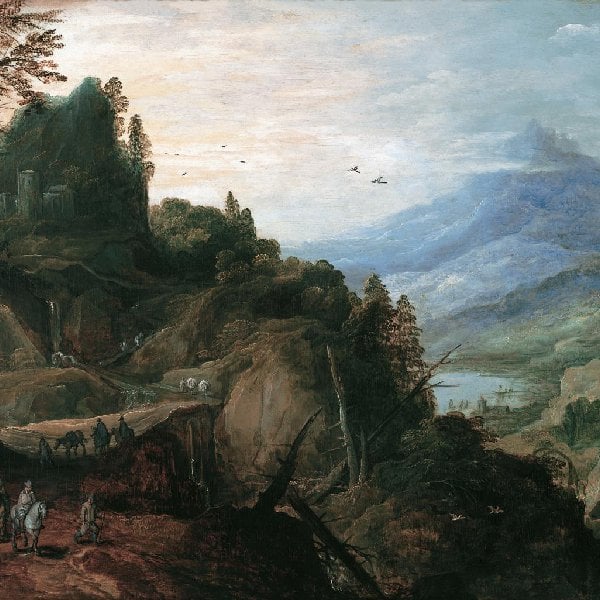 Gebirgslandschaft mit einer Passstrasse