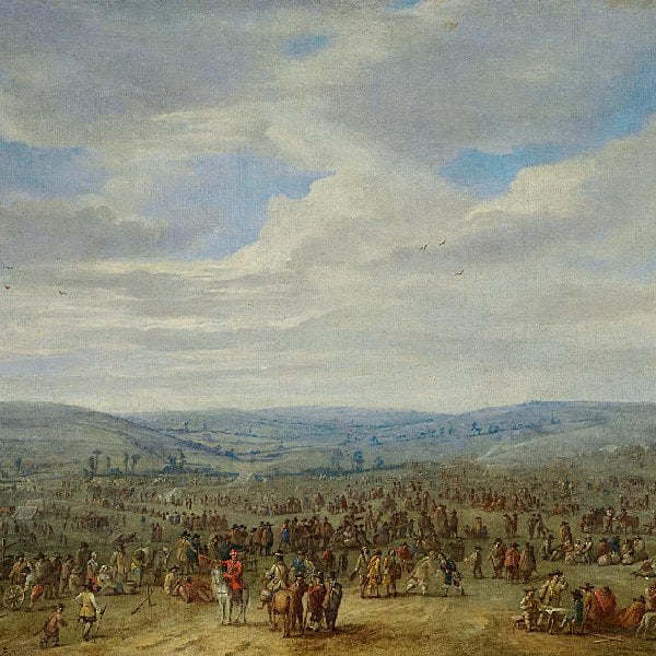 Weite Landschaft mit Militärlager