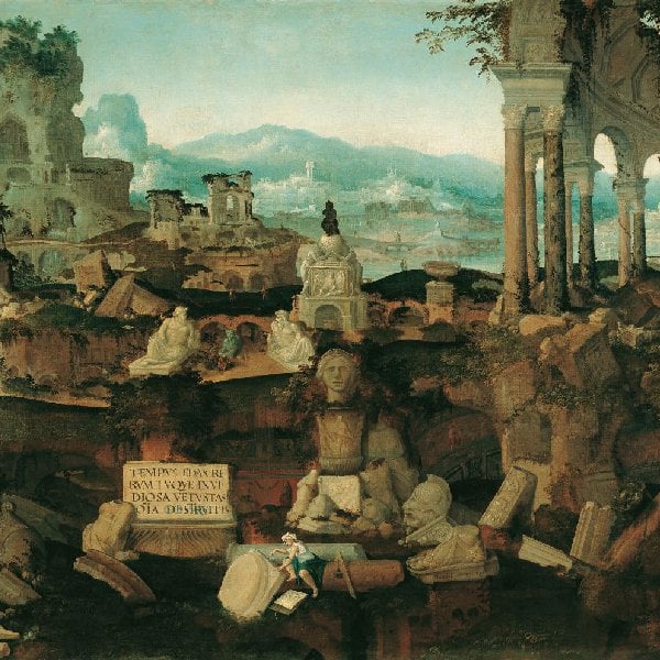 Landschaft mit römischen Ruinen
