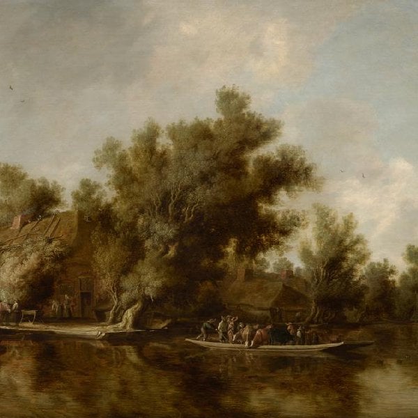 Flusslandschaft mit Fähre