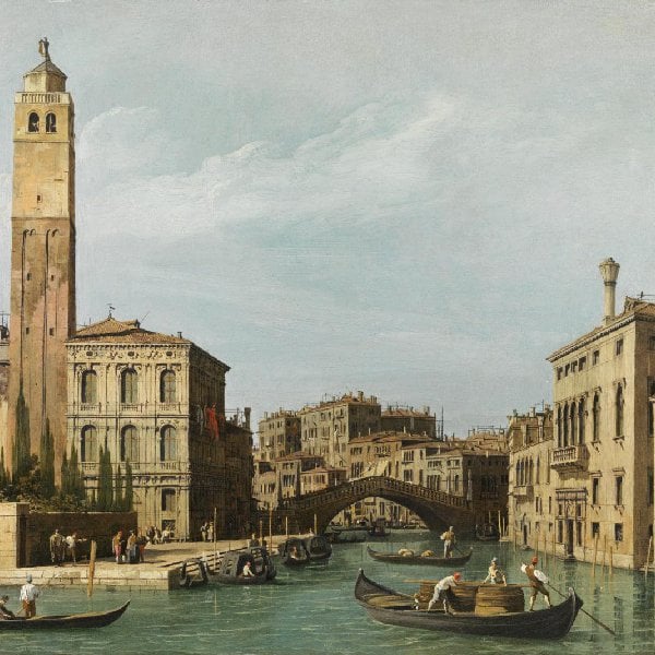 Ansicht der Mündung des Canale di Cannaregio in den Canal Grande mit dem Palazzo Labia, dem Campanile von S. Geremia und der Ponte delle Guglie