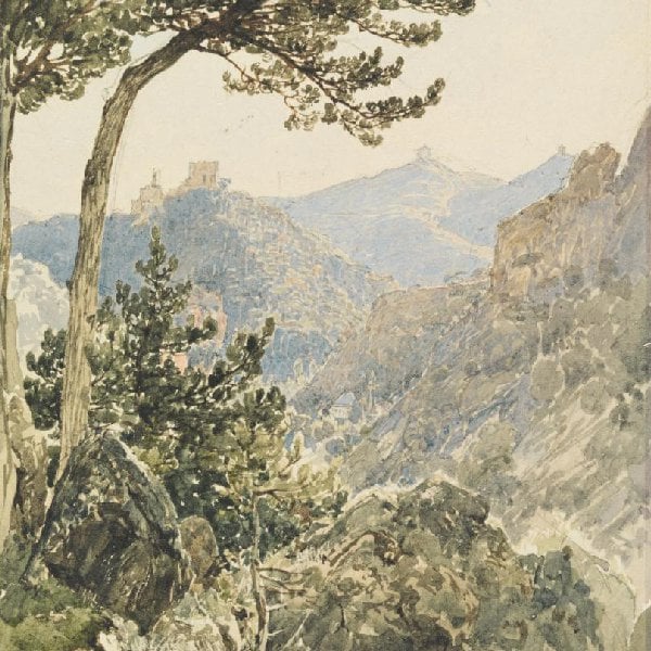 Blick aus der Brühl auf Burg Mödling