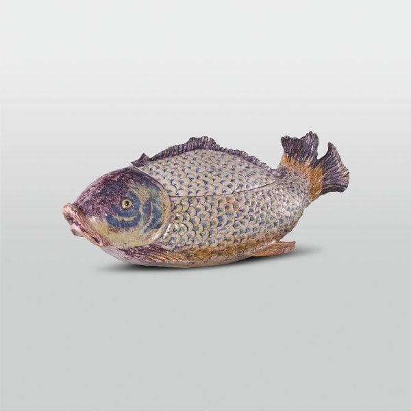 Deckelschüssel in Form eines Fisches