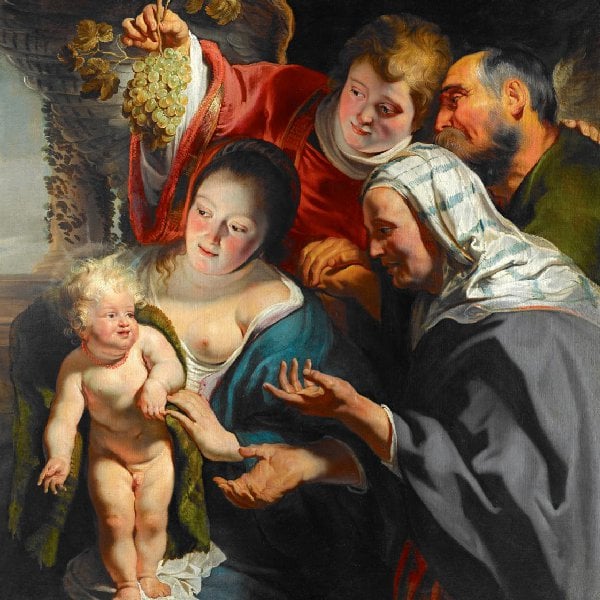 Die heilige Familie mit der heiligen Elisabeth und einem Engel
